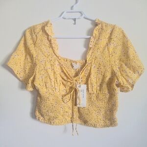 NWT Anthropologie,Sim & Sam smocked‎ blouse,100%Rayon,L
